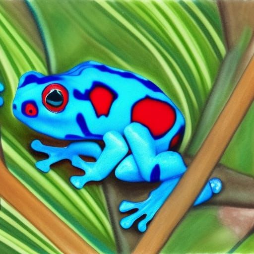 Realistic Poison Dart Frog in Egg Tempera Style