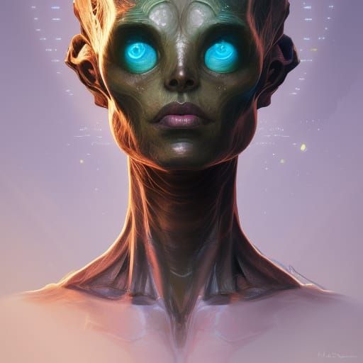 Detailed Portrait of Alien Mother in Digital Art