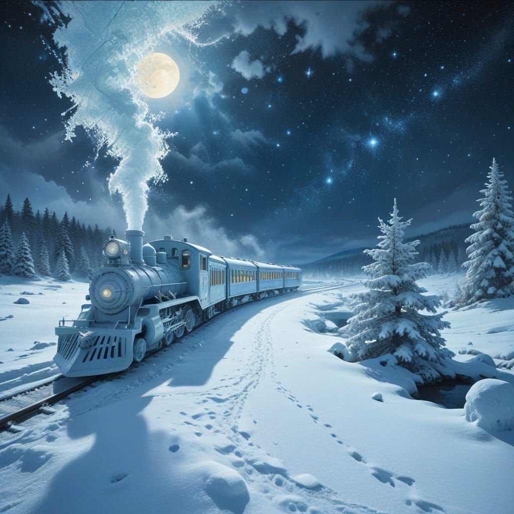 Magical Snow Train on Ethereal Ice Tracks