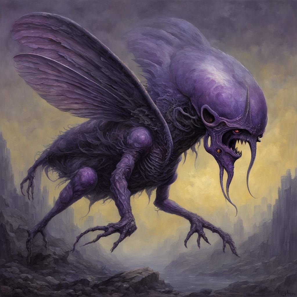 Majestic Flying Cyclops with Iridescent Purple Skin