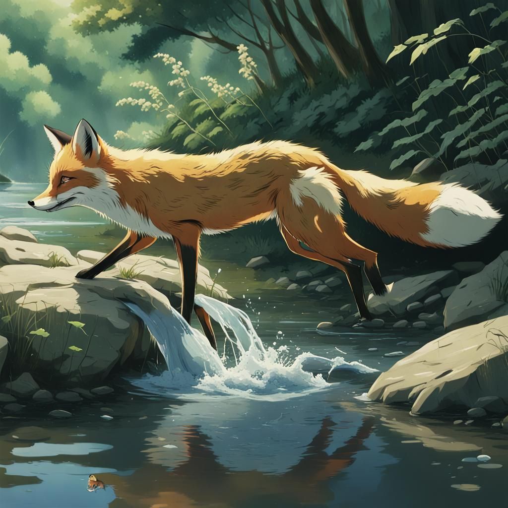 Fox Stealing Fish: Anime Key Visual