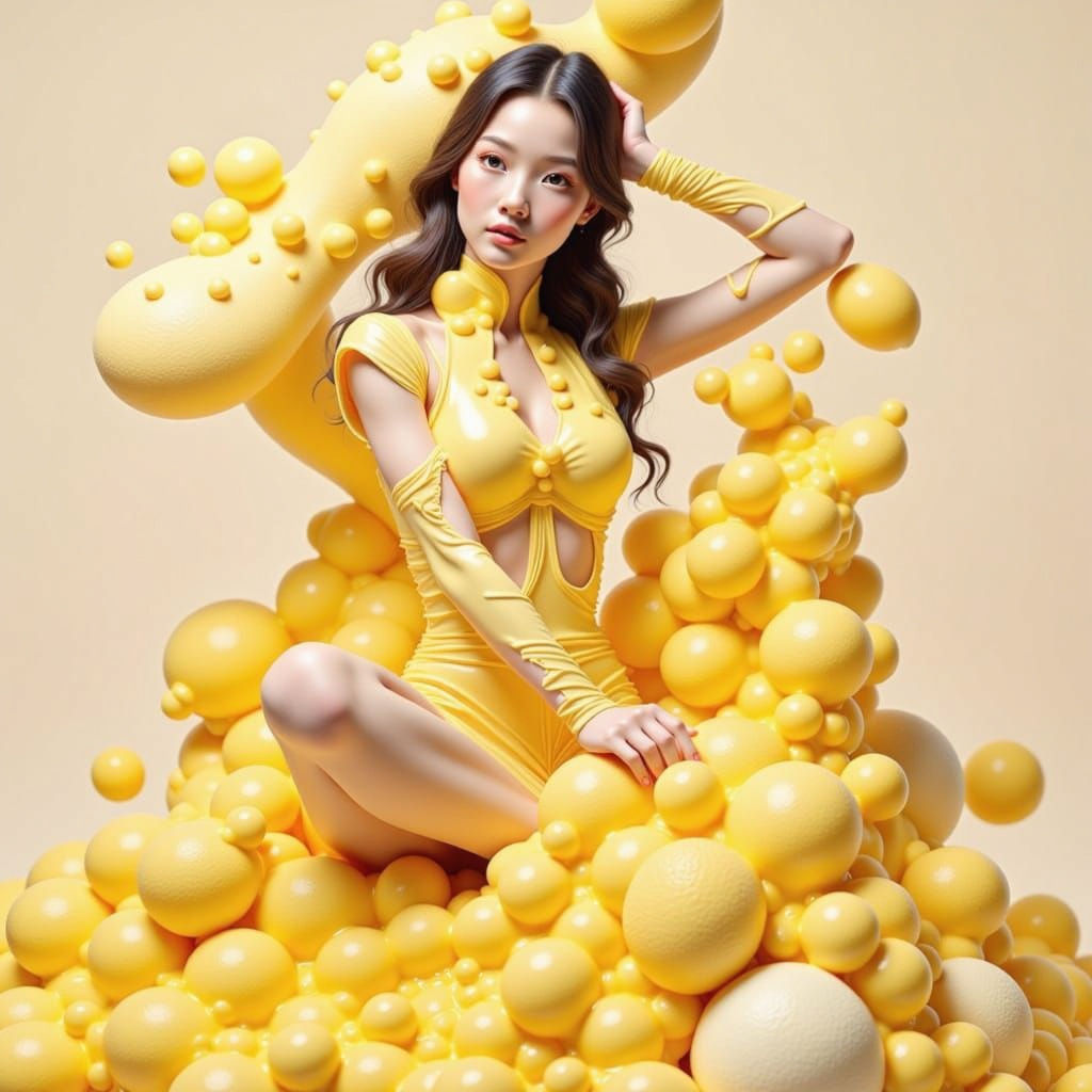 Hyper Feminine Slime Woman with Gummy Texture