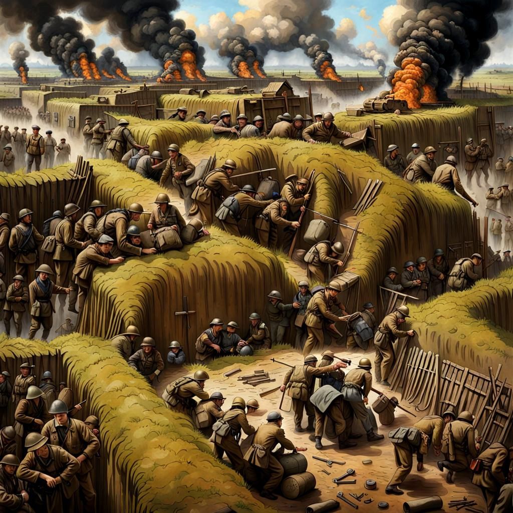 WW1 Trench Warfare: Realistic Overhead View