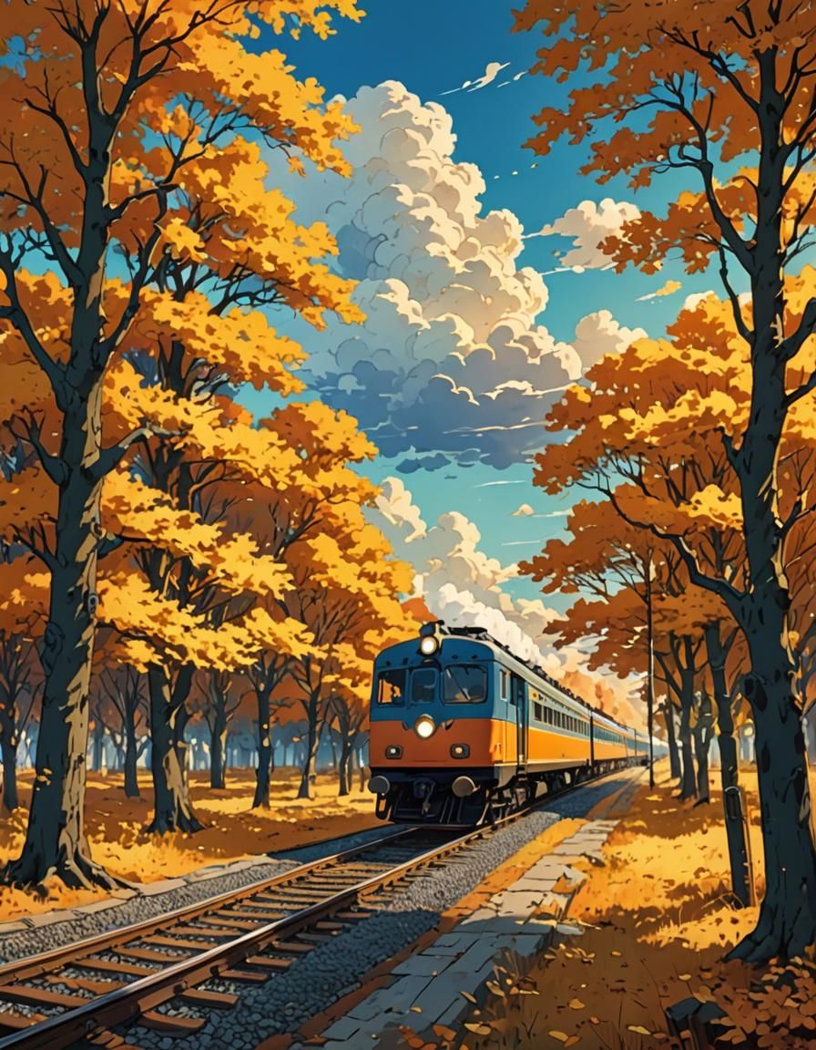 Blue Train in Autumn, Anime Style