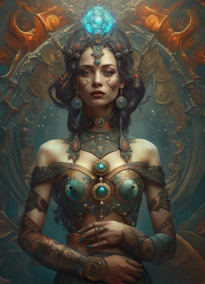 Firekeeper Girl with Tattoos and Jewelry