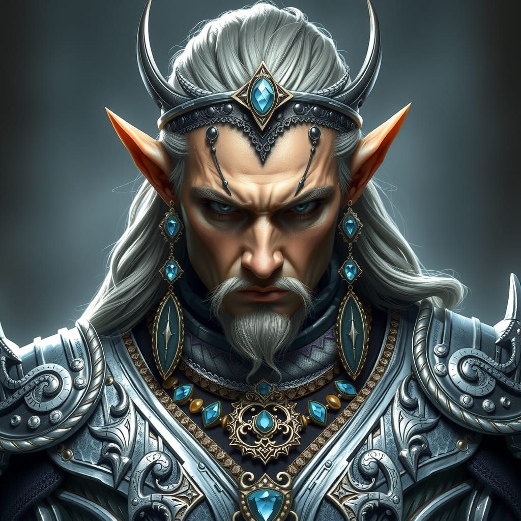 Elven Warrior in Regal Silver Armor