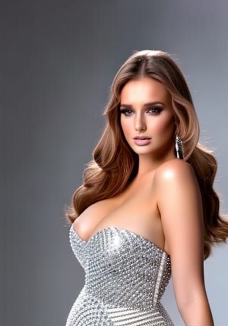 Beautiful Woman in Crystal Dress, Digital Art