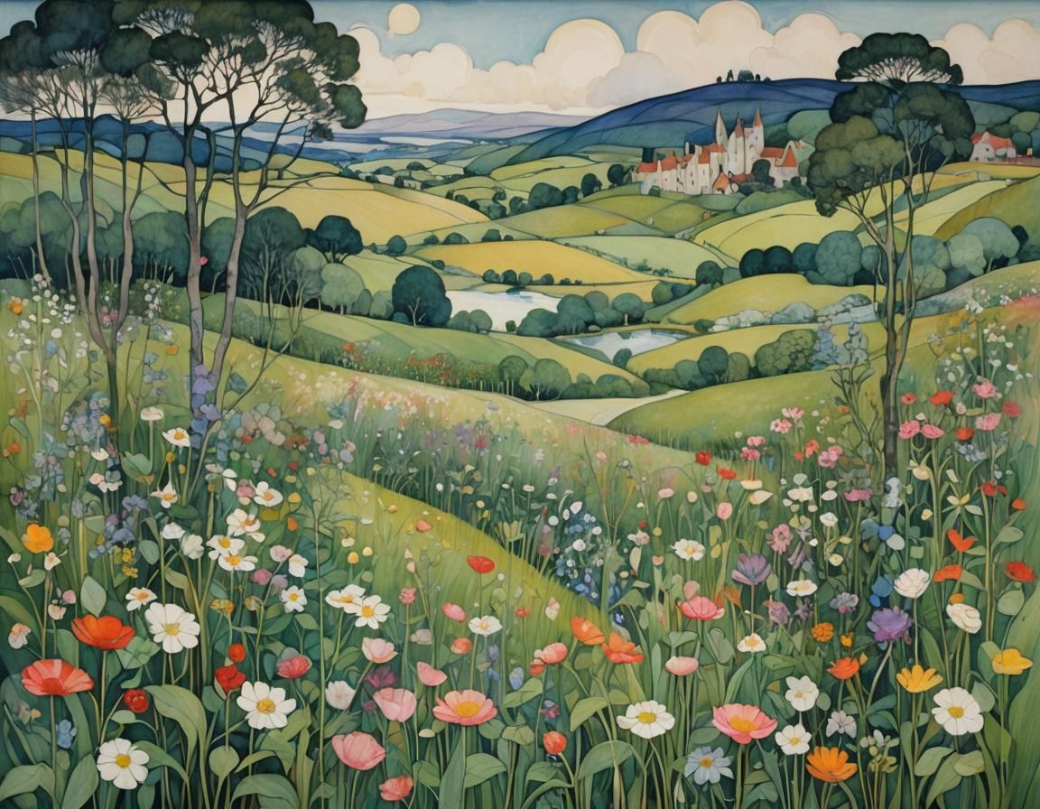 Art Nouveau Dreamscape Inspired by Glasgow School