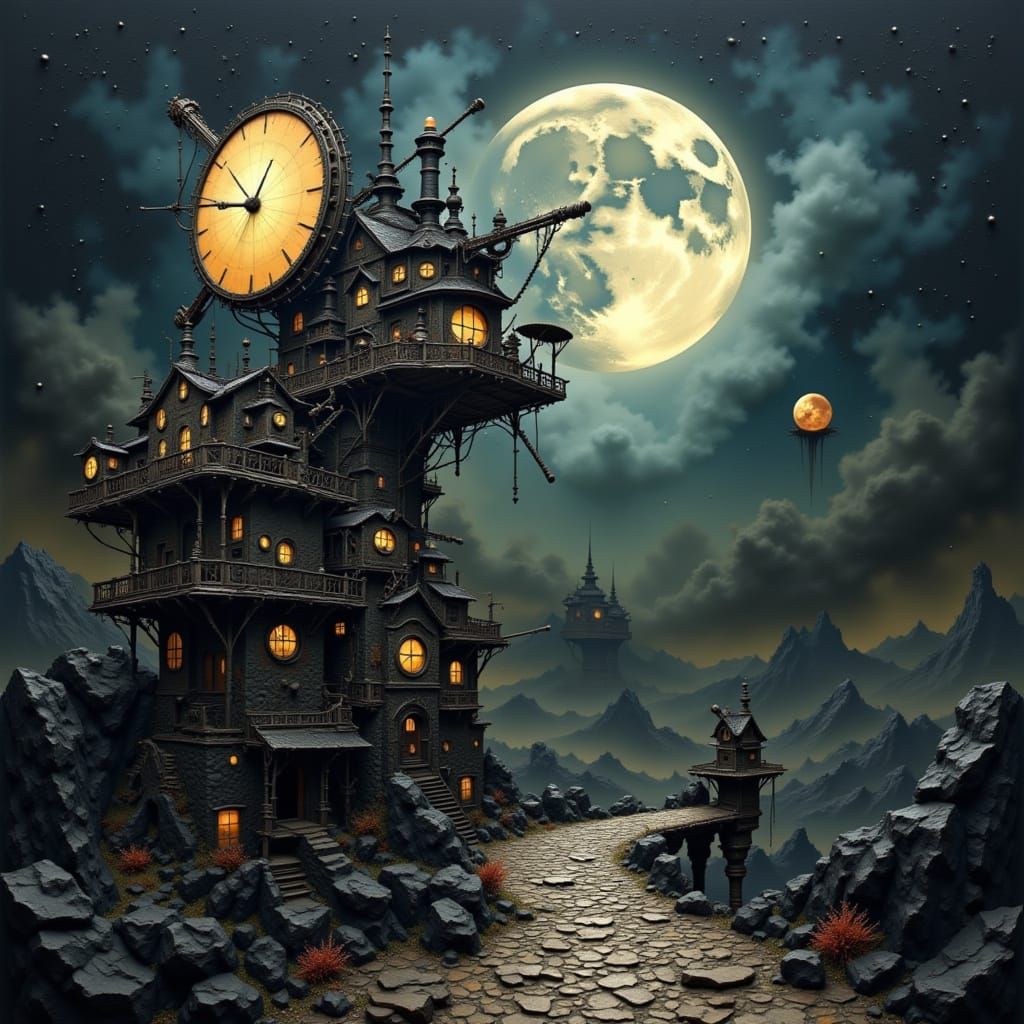 Steampunk Space Colony on the Dark Side of the Moon