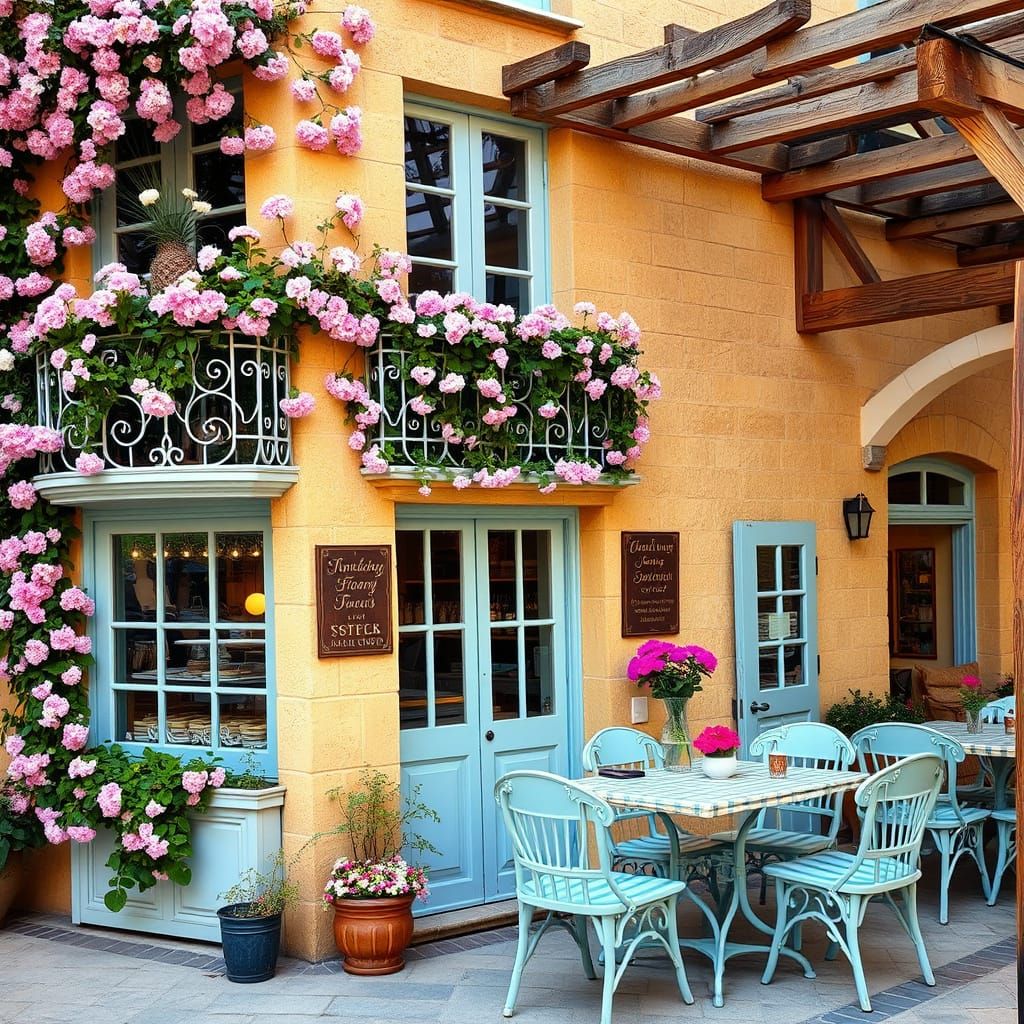 Charming Stone Flower Shop Cafe in French Country Style