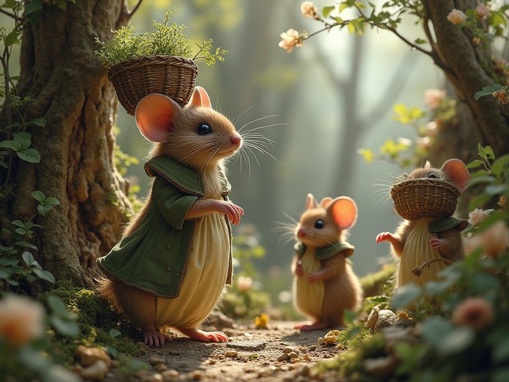 Medieval Mouse Village Fantasy Art