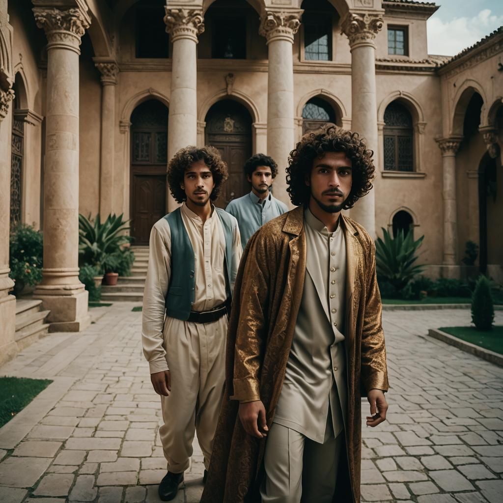 Cinematic Portrait of Moroccan Family in Mansion
