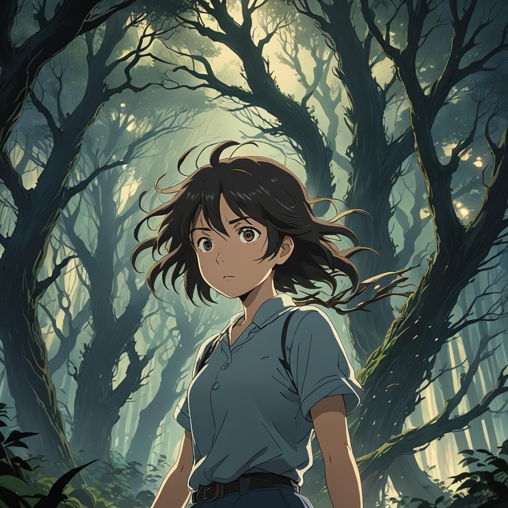 Banshee Emerges from Forest in Ghibli Style