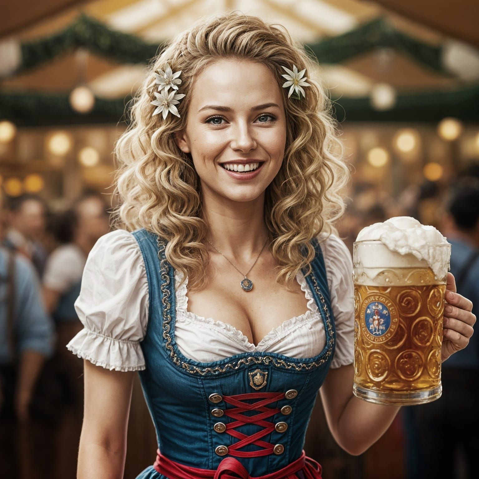 Oktoberfest Portrait: Bavarian Woman Enjoying Beer