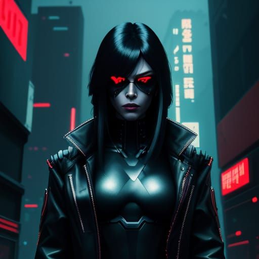 Ena in Cyberpunk Dystopia with Neon Lights