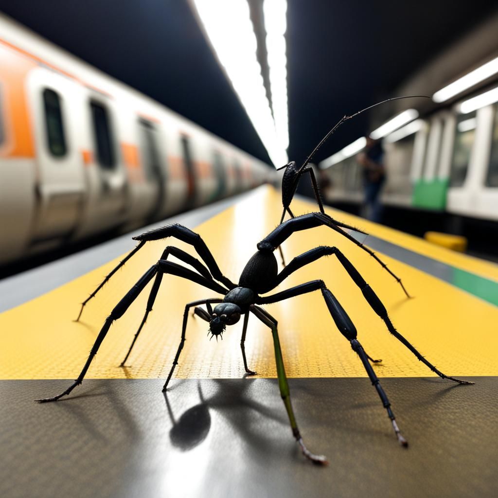 Spider Mantis Hybrid on Subway Platform