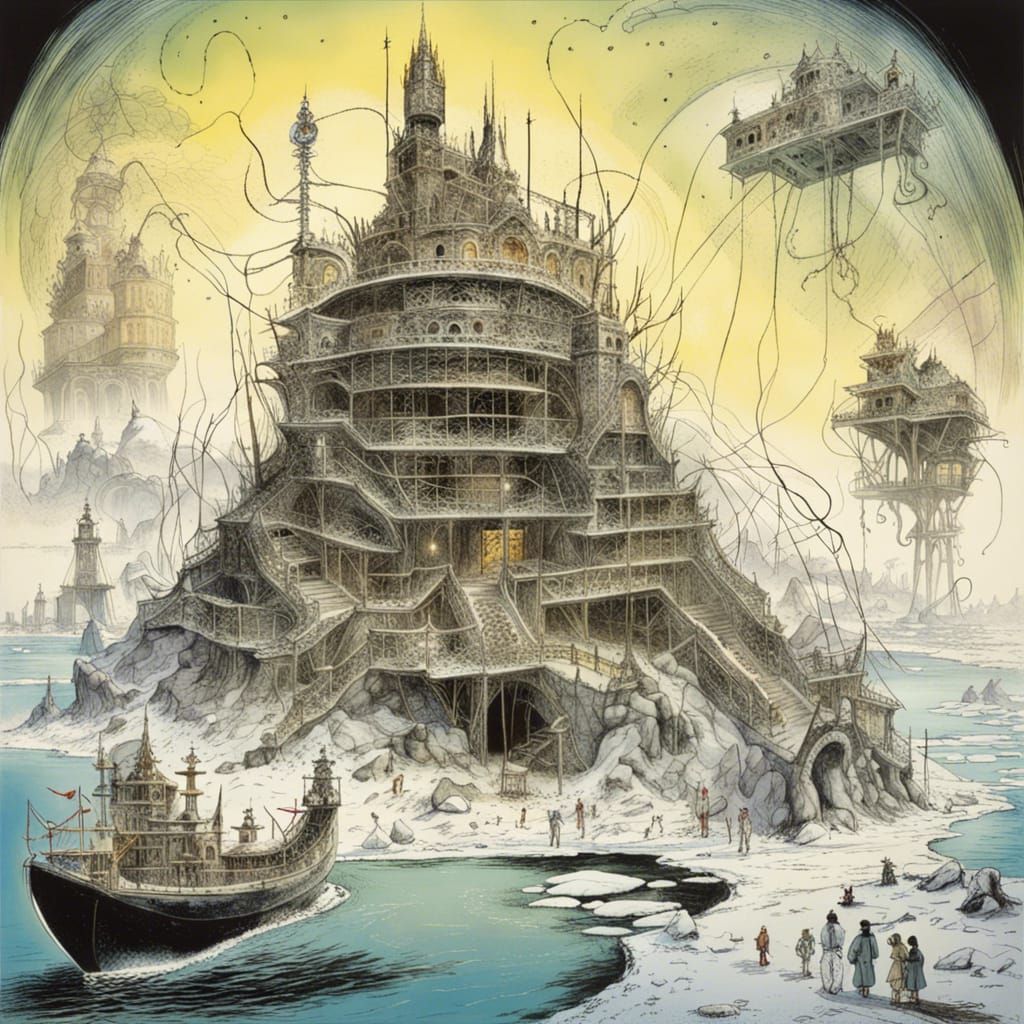 Antarctic Castle: Inhuman Civilization in Fantasy Sci-Fi Art
