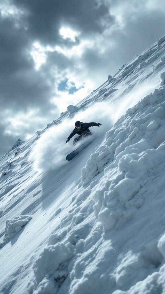 Snowboarder in Himalayan Salt Pyramid, Cinematic Style