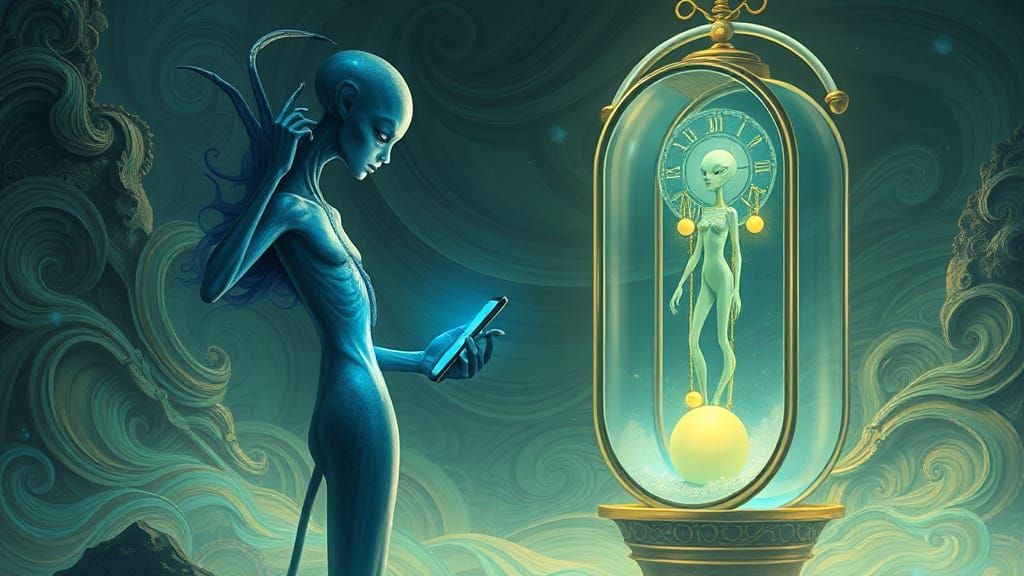 Otherworldly Being Communicates in Dreamlike Landscape