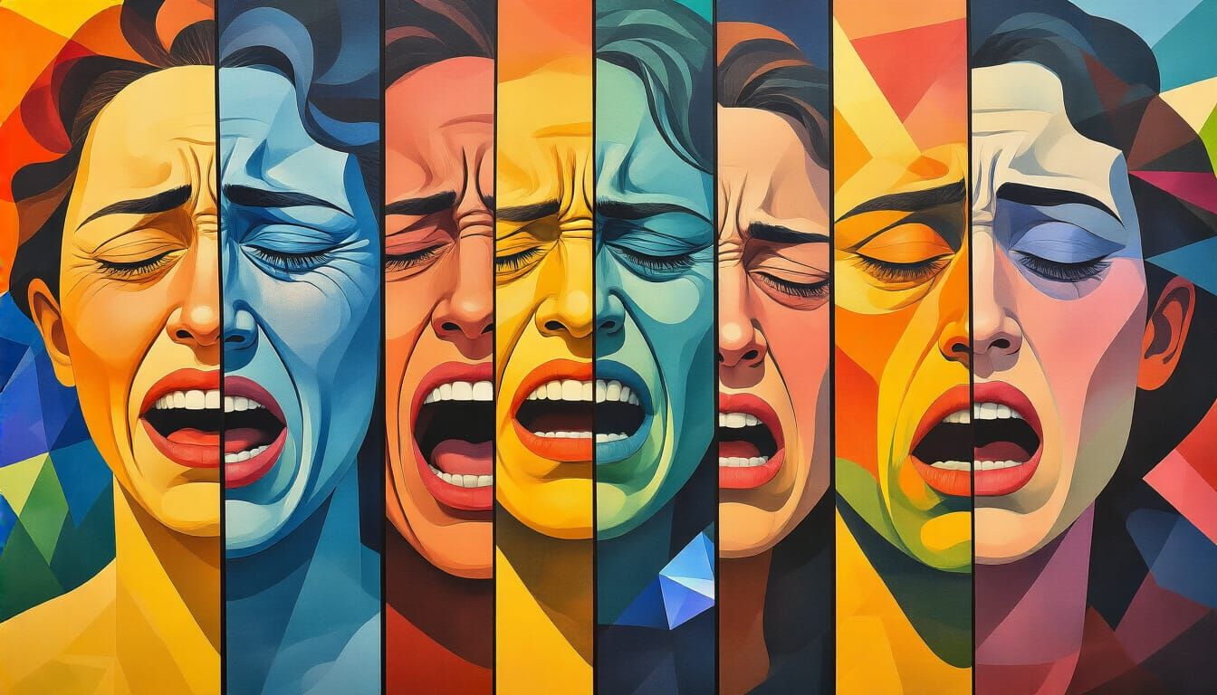 Emotive Portraits in Kaleidoscopic Cubist Style