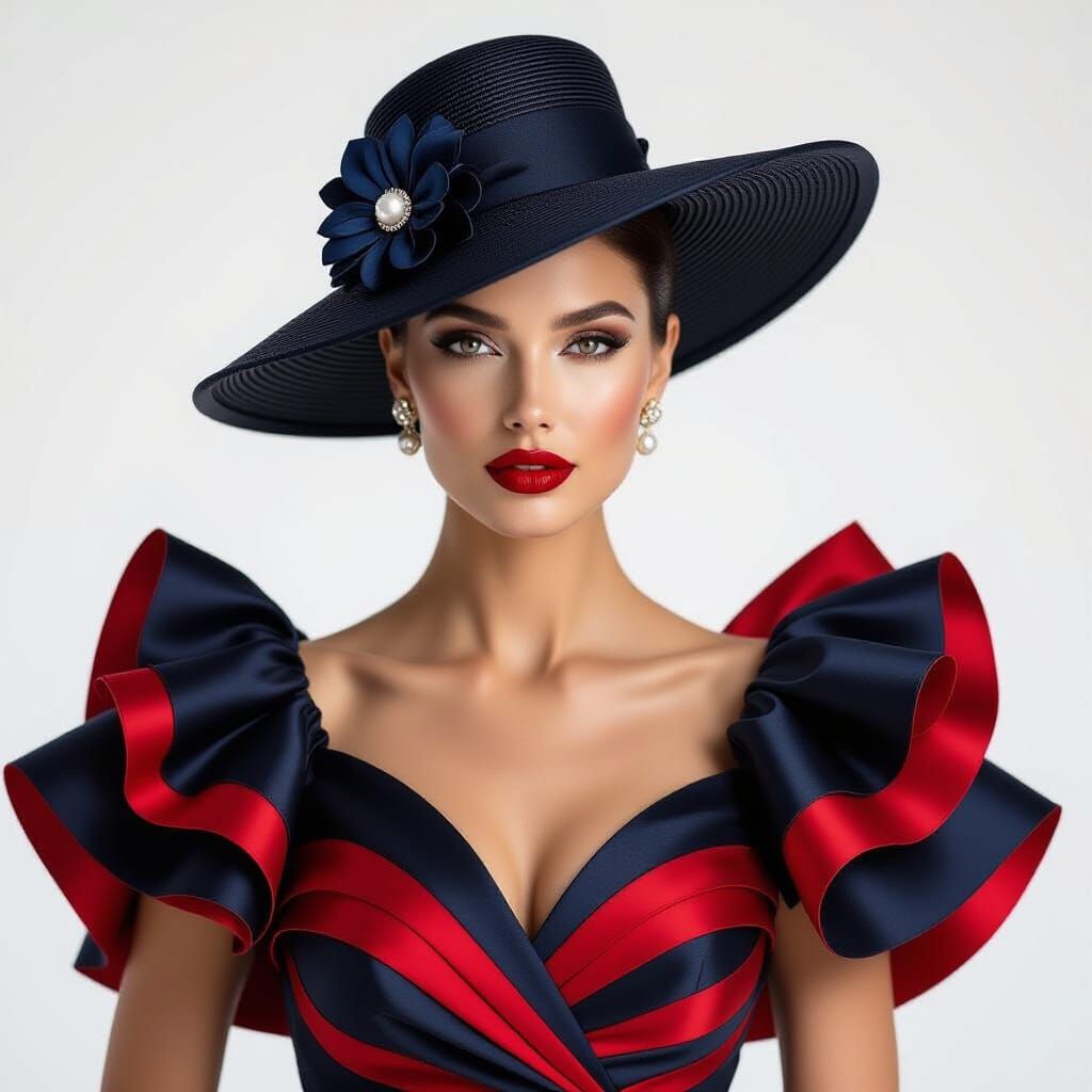 "A captivating photograph showcasing an elegant woman, her c...