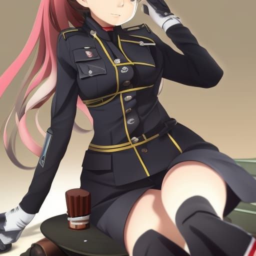 Anime Girl in German Officer Uniform