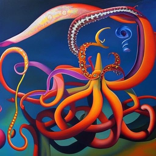Octopus Language: A Surreal Precisionist Painting
