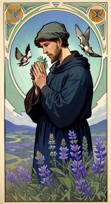 Saint Francis in Vermont: Art Nouveau Woodcut
