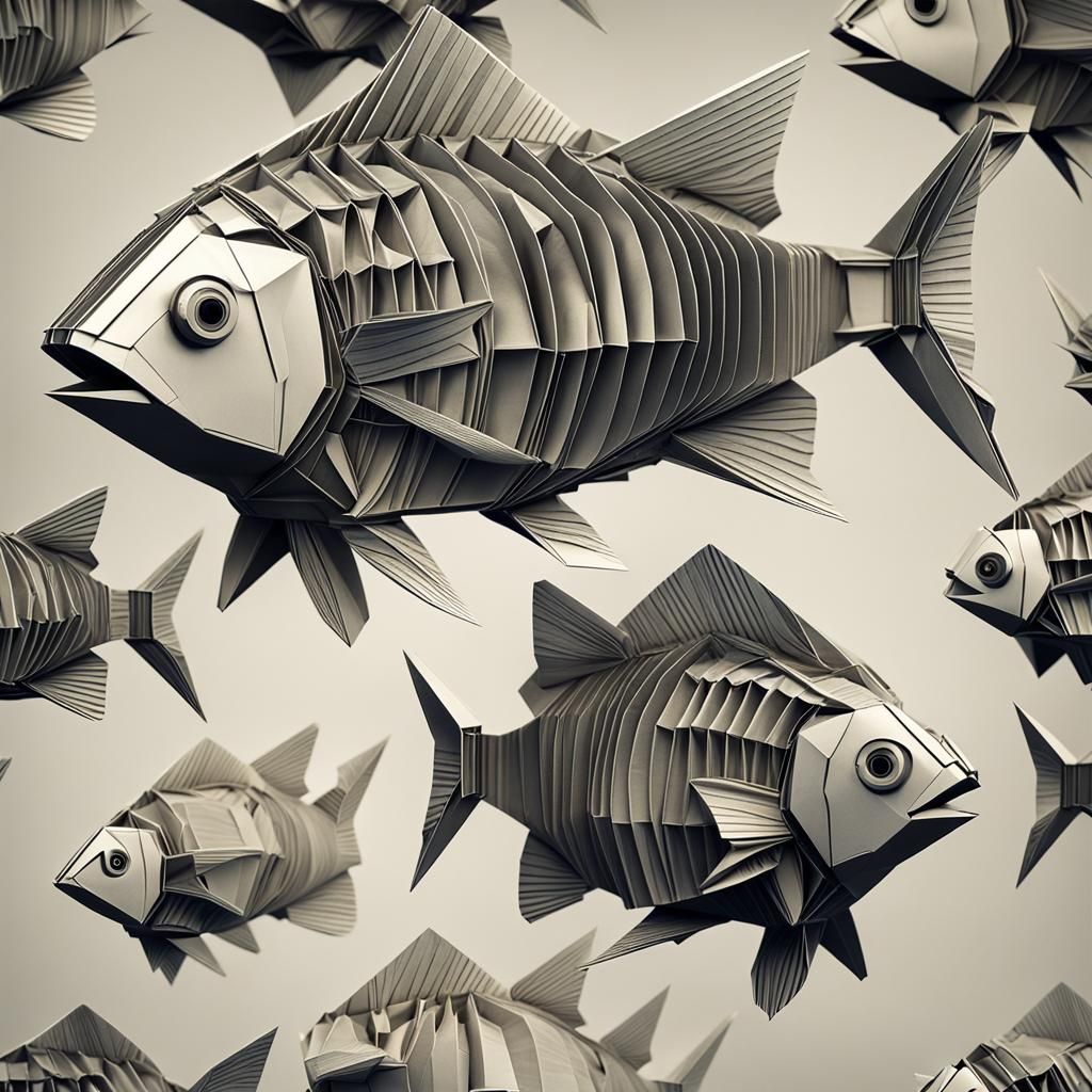 Mechanical Fish Origami Papercraft in 8K