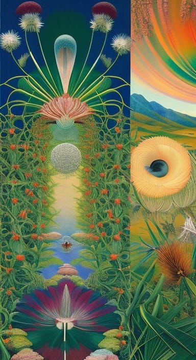 Elegant Botanical Illustration in Deep Colors