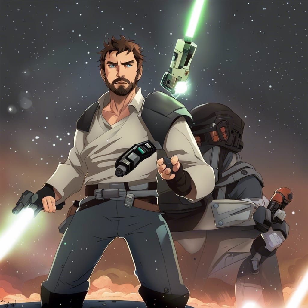 Kyle Katarn Star Wars Legends in Anime Style