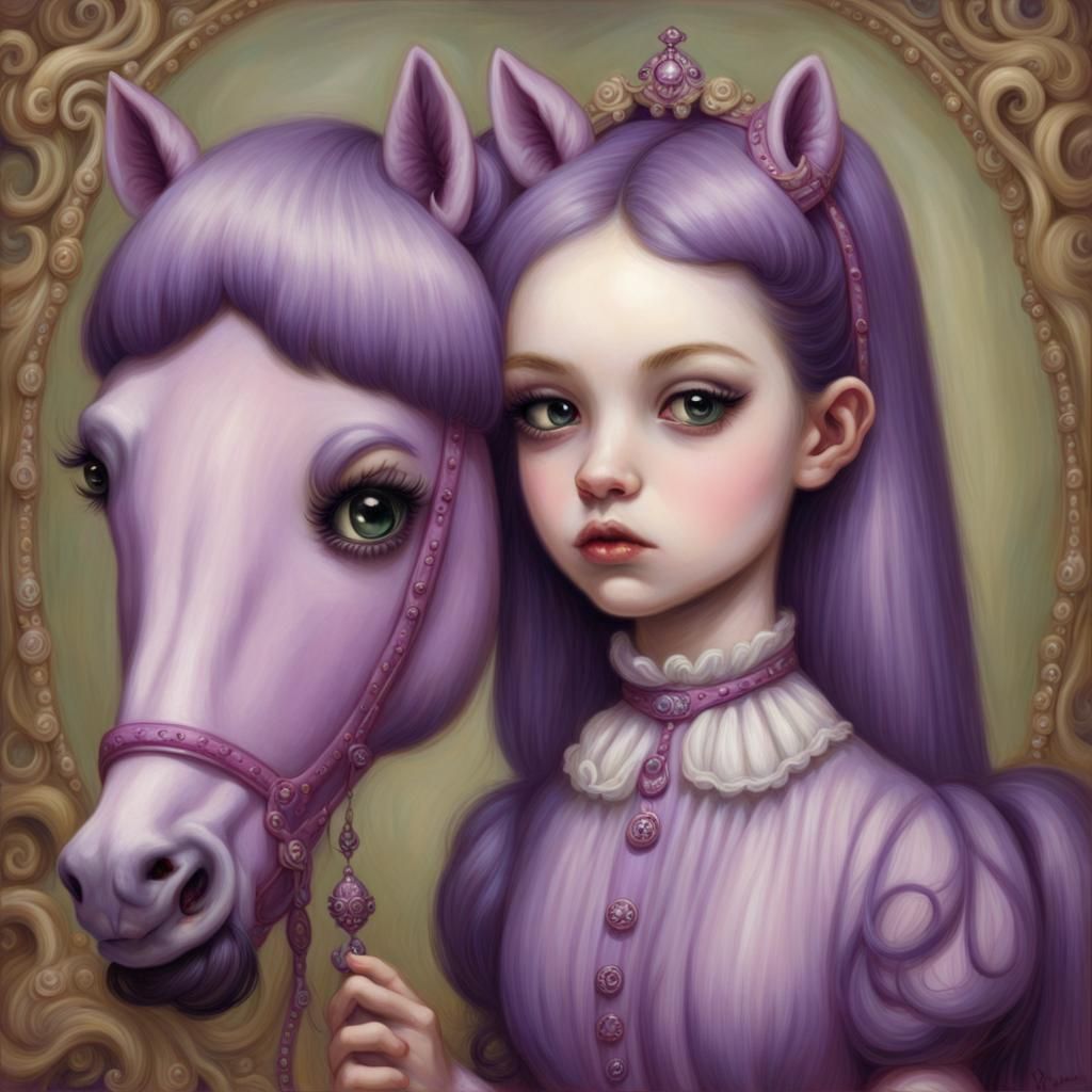 Surreal Pony Girl in Pop Surrealist Style