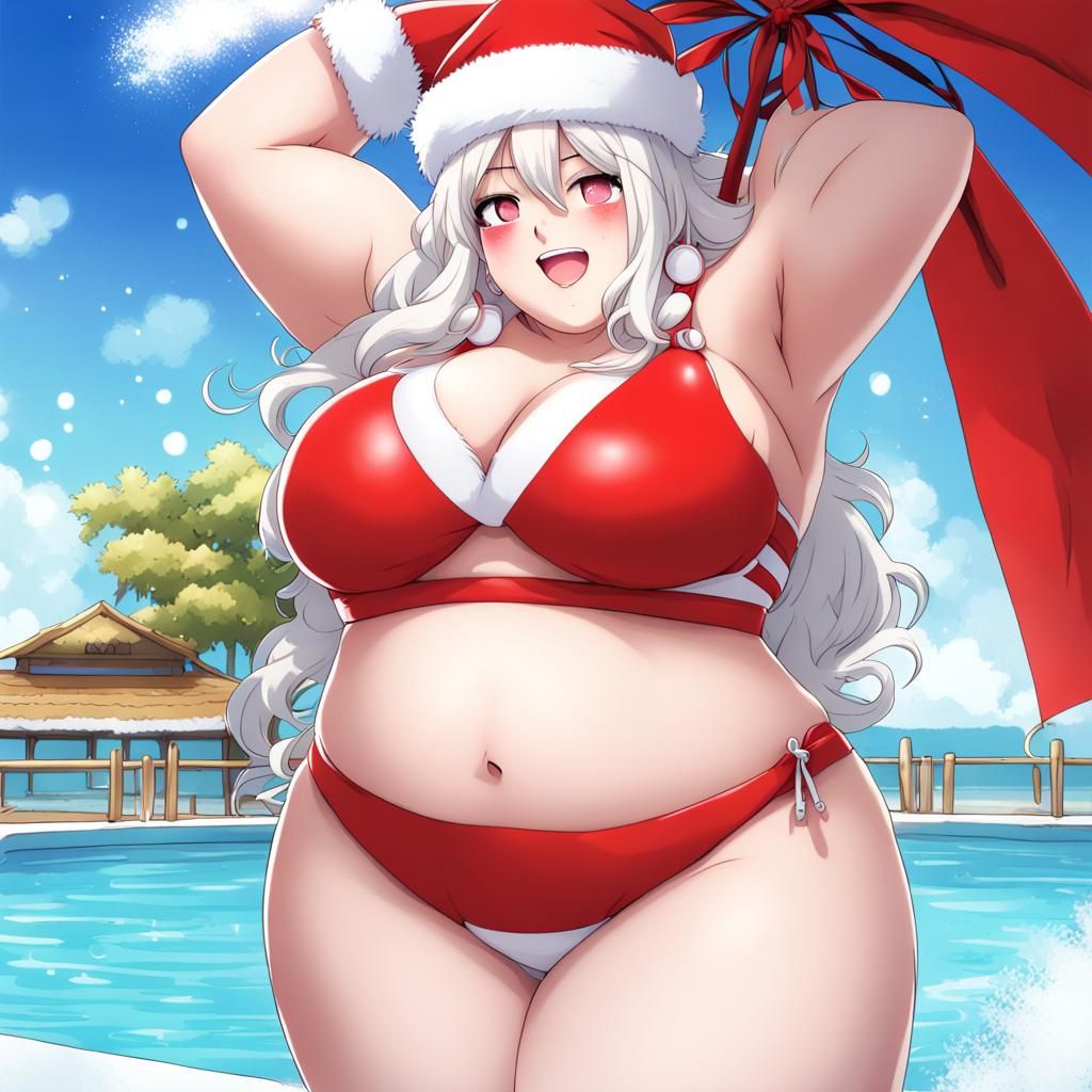Voluptuous Mrs. Claus in Anime Style Bikini