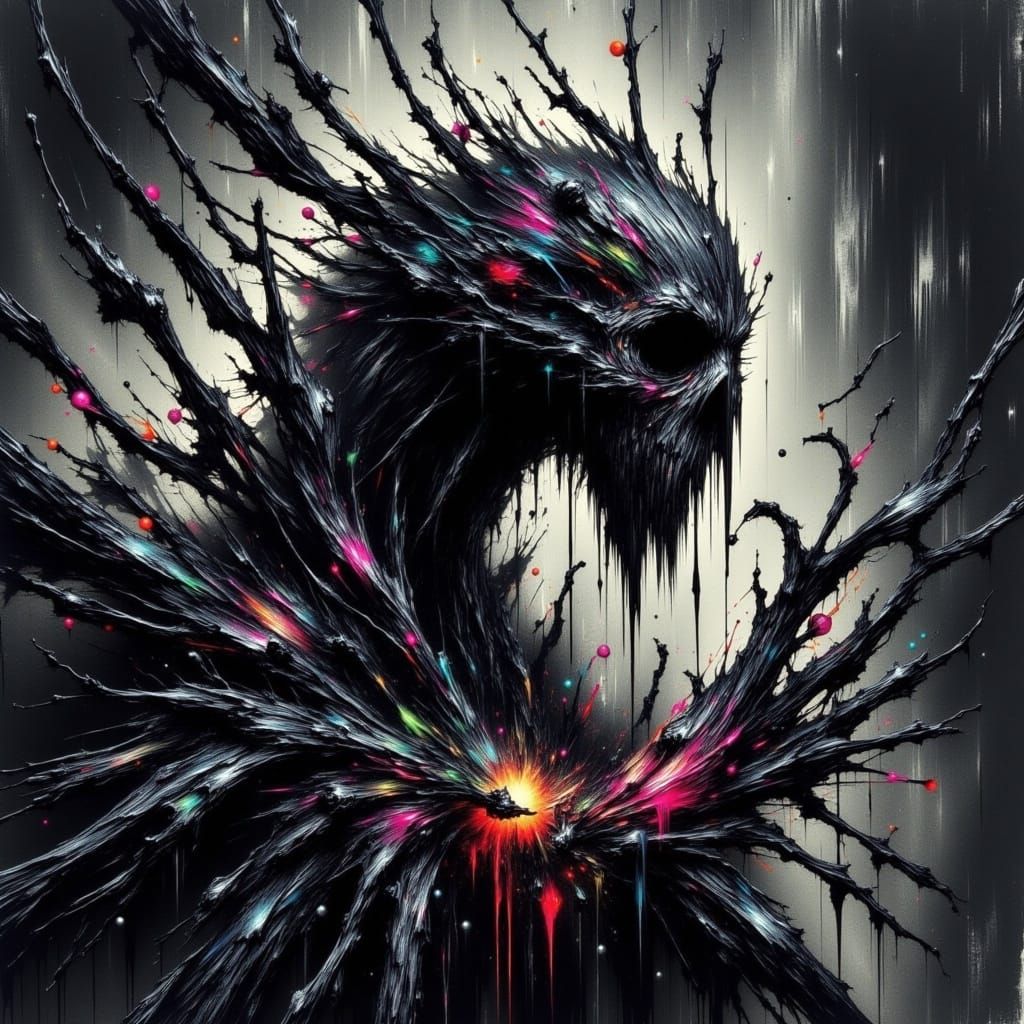 Haunted Ancient Tree in Twisted Ink Style