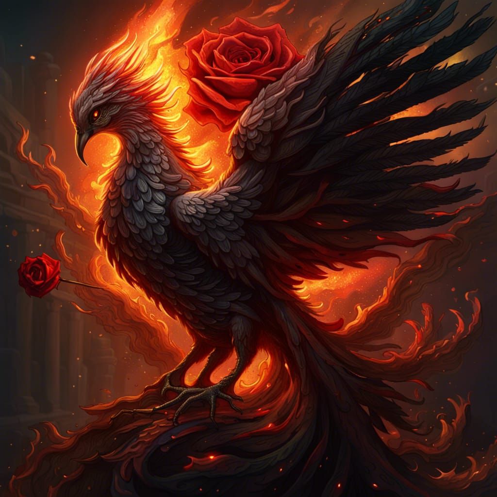 Phoenix Tree Rising: A Dark Fantasy Art Piece