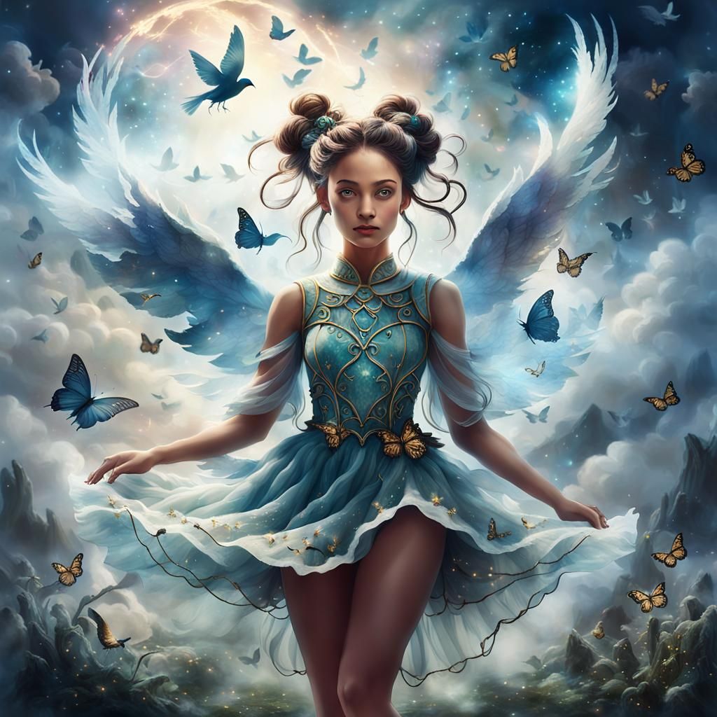 Ethereal Sky Goddess in a Cloud Sanctuary
