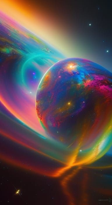 Galactic Goddess in Cosmic Bioluminescent Illustration