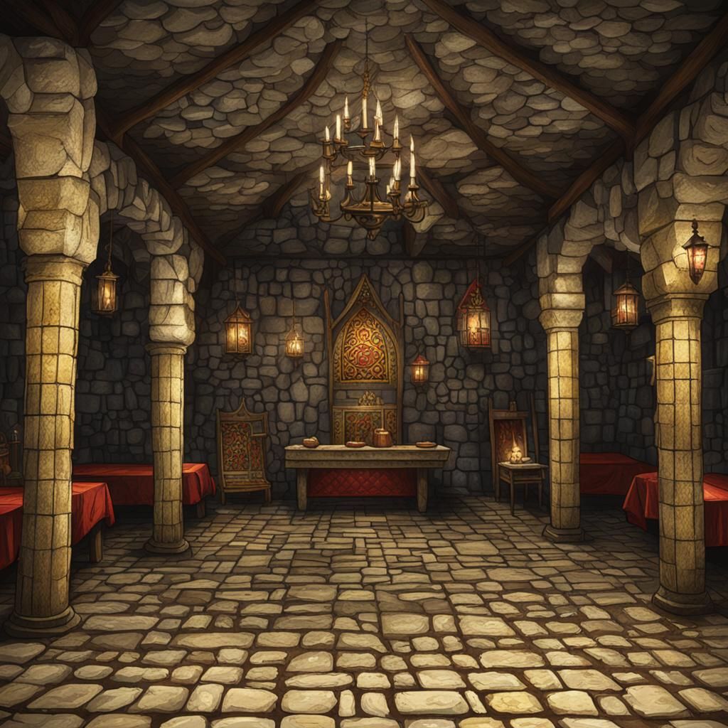 Banquet hall: Medieval Lair: monk: king: jester 4