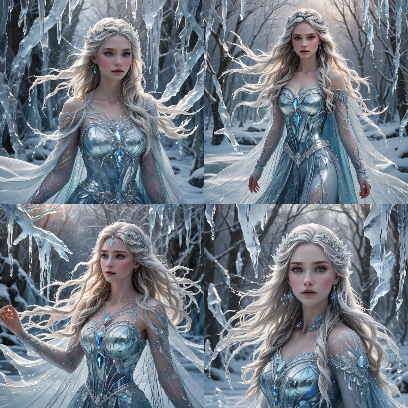 Ethereal Ice Goddess in Dark Fantasy Style