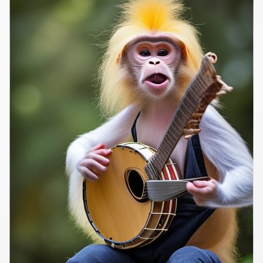 A banjo playing monkey with a mullet 🐒🪕