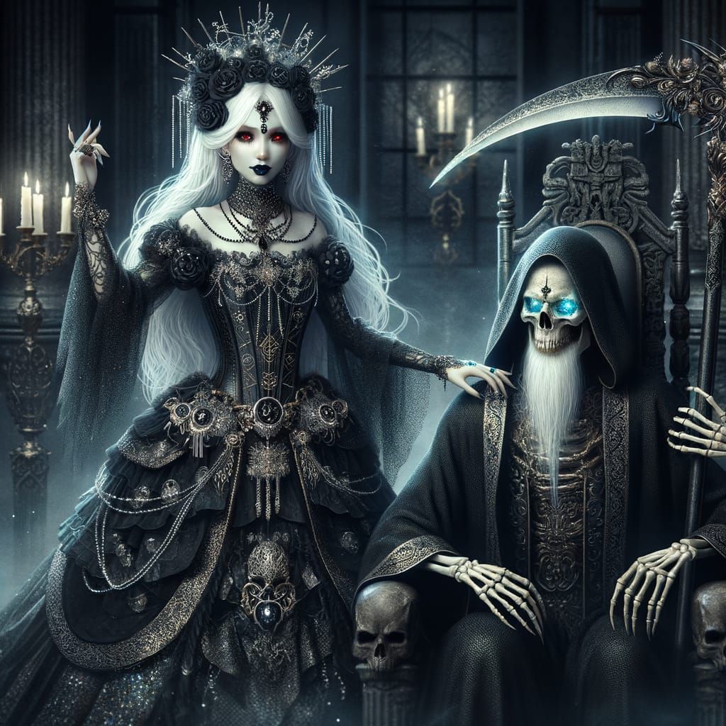 Gothic Vampire and Grim Reaper in Dark Fantasy Art