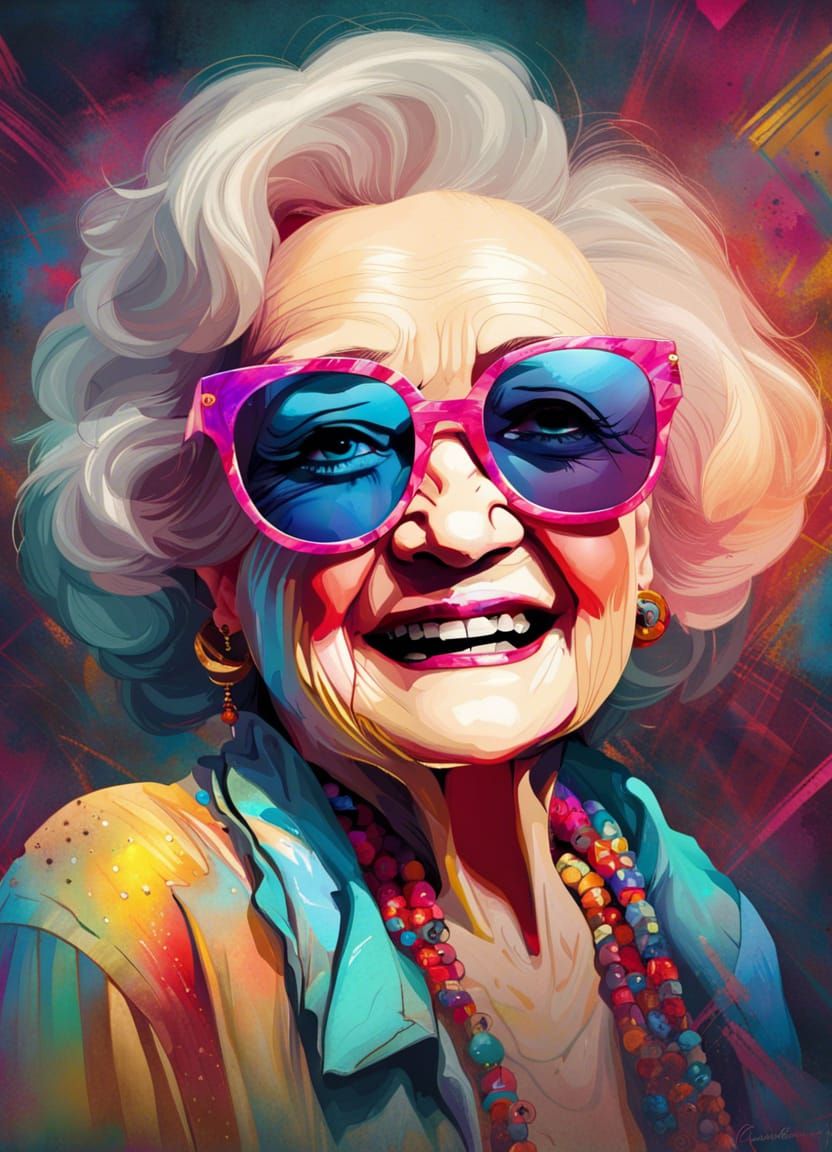 Betty White Portrait with Hipster Sunglasses