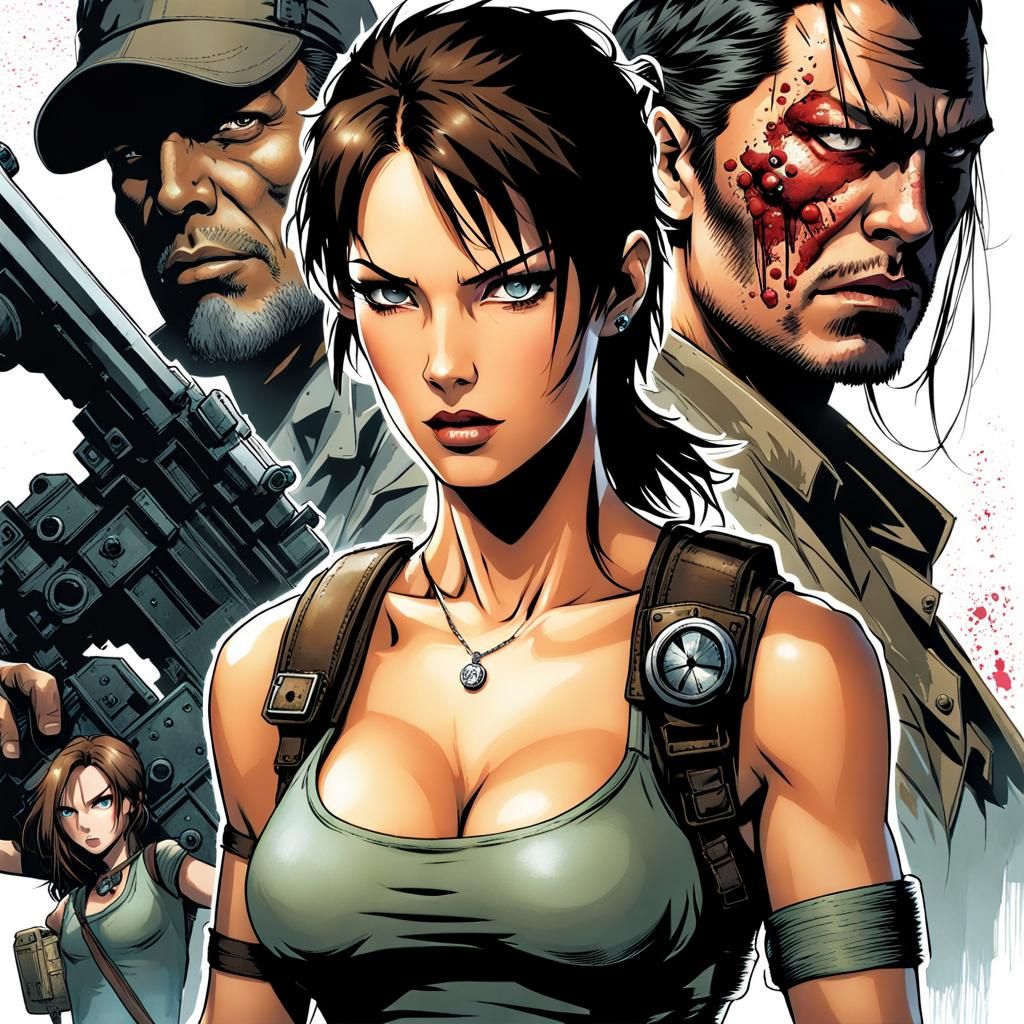 Zombiecore Manga Mugshot of Lara Croft