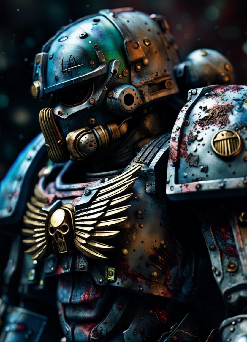 Warhammer 40k Space Marine in Stylized Painting