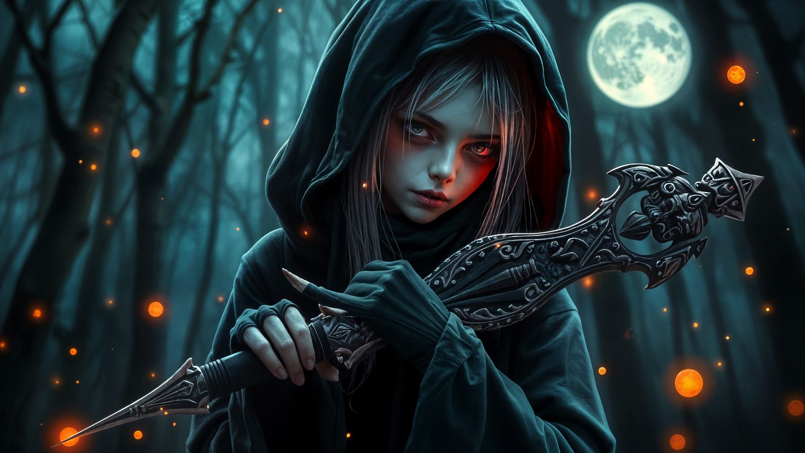 Undead Sylph Grim Reaper in Bioluminescent Forest