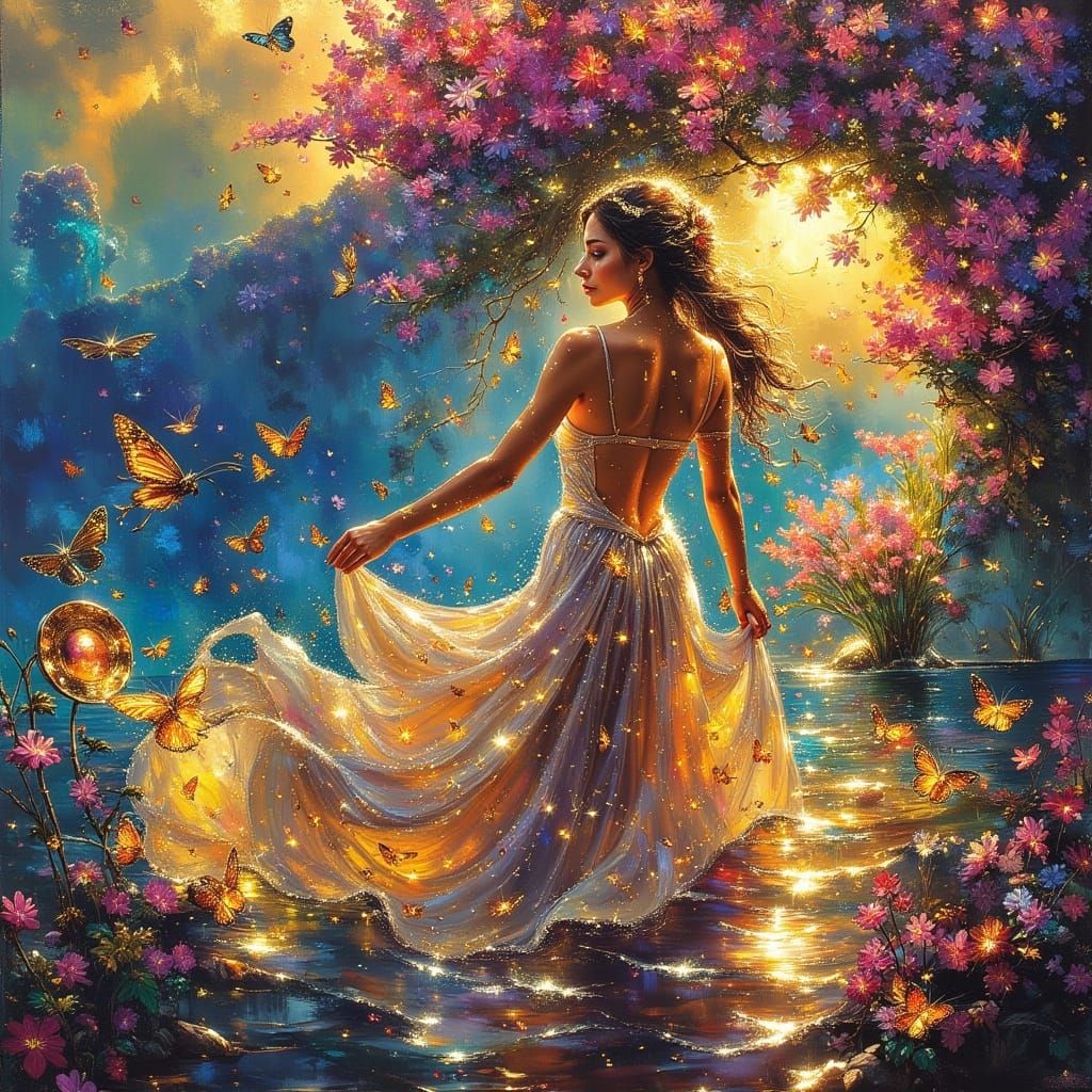 Oil Painting of Woman by Oceanside in Painterly Style