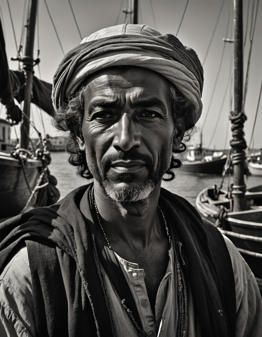 Dramatic Portrait of Arab Sailor with Rembrandt Lighting