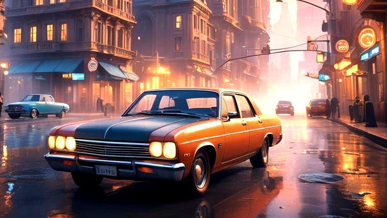Vintage Holden Car in Detailed Digital Painting
