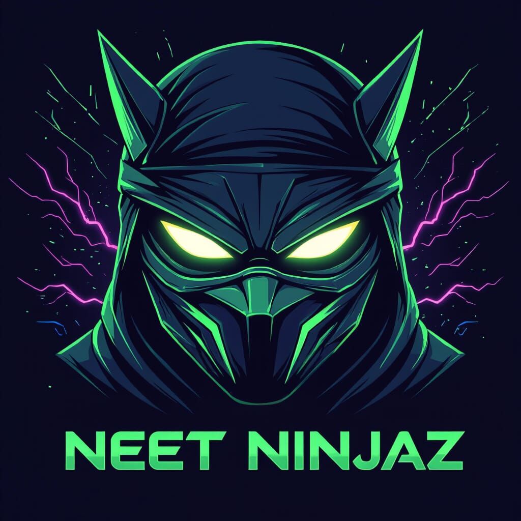 Neon Ninja Mask Logo in Cyberpunk Style