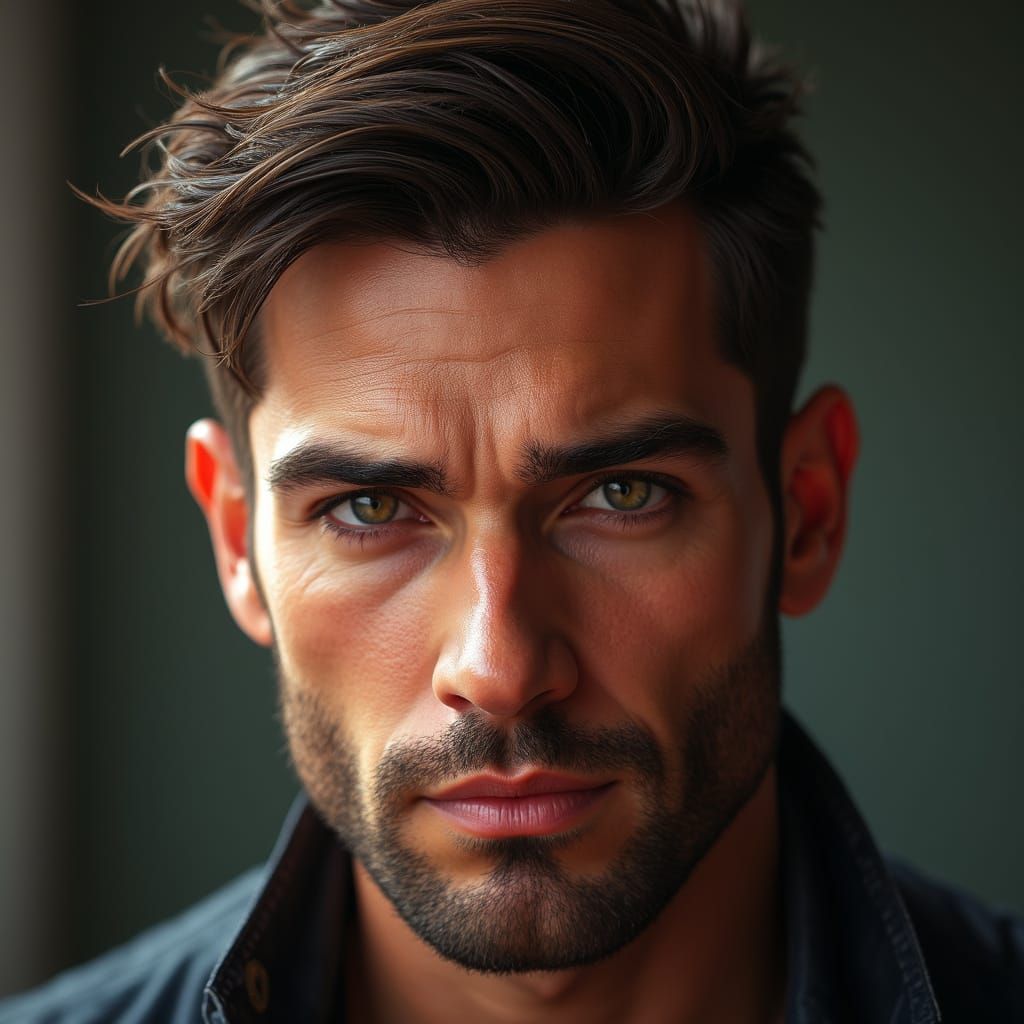 Confident Portrait of a Handsome Man in Dramatic Lighting